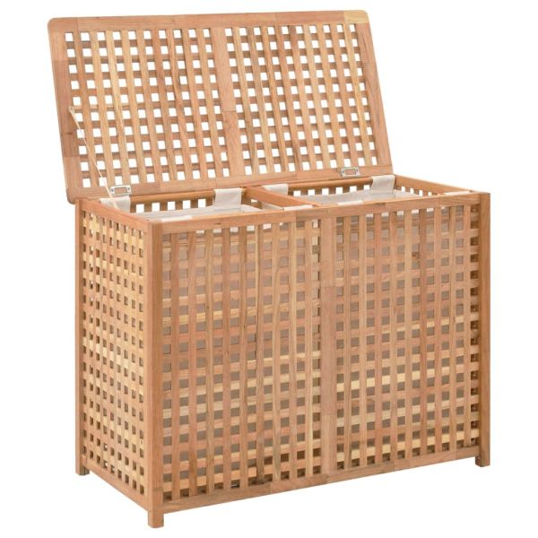 Кош за пране 39x39x65 см масивно орехово дърво