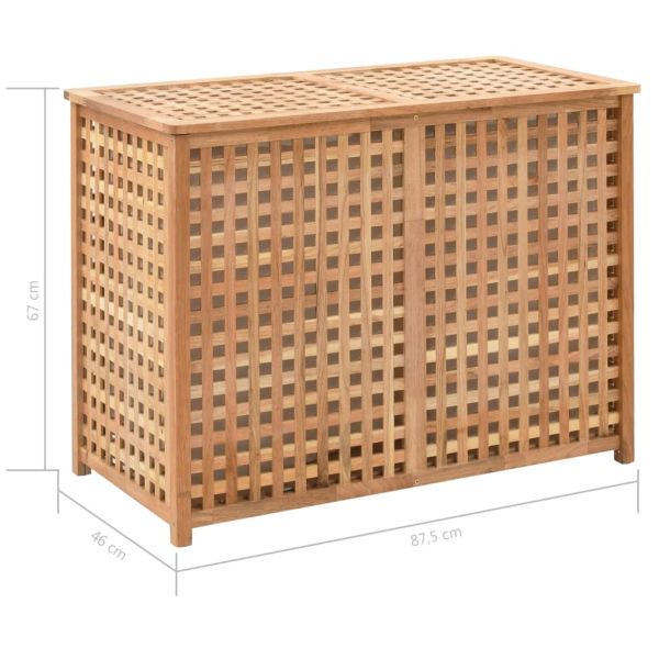 Кош за пране 39x39x65 см масивно орехово дърво