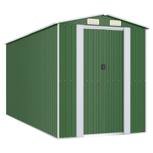 Градинска барака зелена 192x440x223 см поцинкована стомана