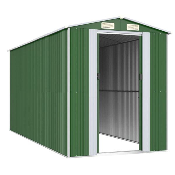 Градинска барака зелена 192x440x223 см поцинкована стомана