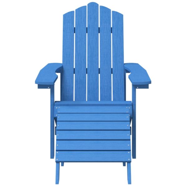 Градински стол Adirondack с табуретка, HDPE, аква синьо