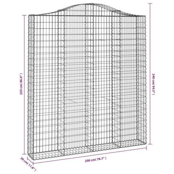Дъговидна габионна кошница 200x30x220/240 см поцинковано желязо