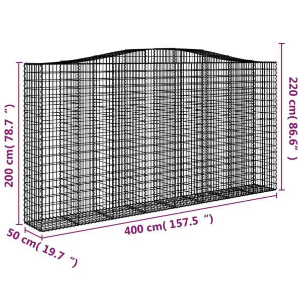 Дъговидна габионна кошница 400x50x200/220 см поцинковано желязо
