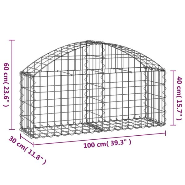 Дъговидна габионна кошница 100x30x40/60 см поцинковано желязо