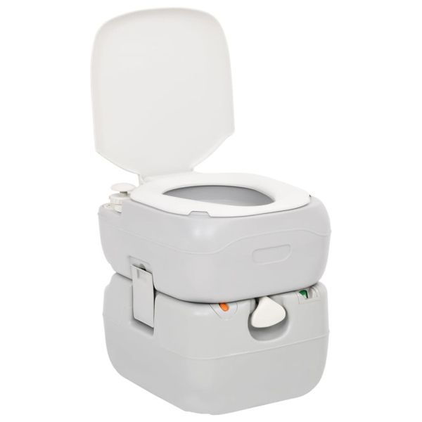 Преносима къмпинг тоалетна, сиво и бяло, 22+12 л, HDPE