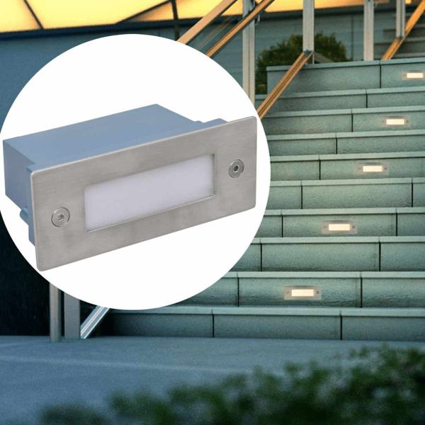 LED лампи за вграждане за стълбище, 2 бр, 44x111x56 мм