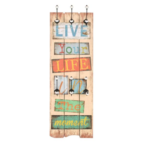 Закачалка за дрехи с 6 куки, 120х40 см, "LIVE LIFE"