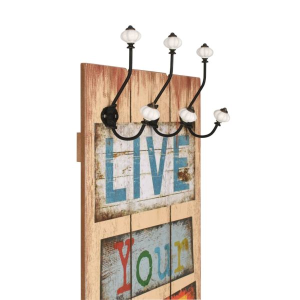 Закачалка за дрехи с 6 куки, 120х40 см, "LIVE LIFE"