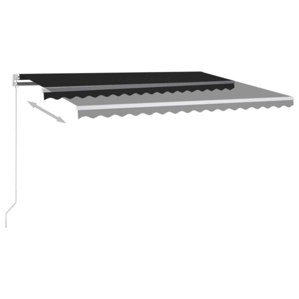 Ръчно прибиращ се сенник с LED, 450x350 см, антрацит