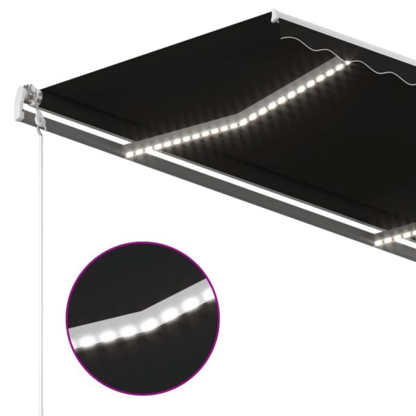 Ръчно прибиращ се сенник с LED, 450x350 см, антрацит