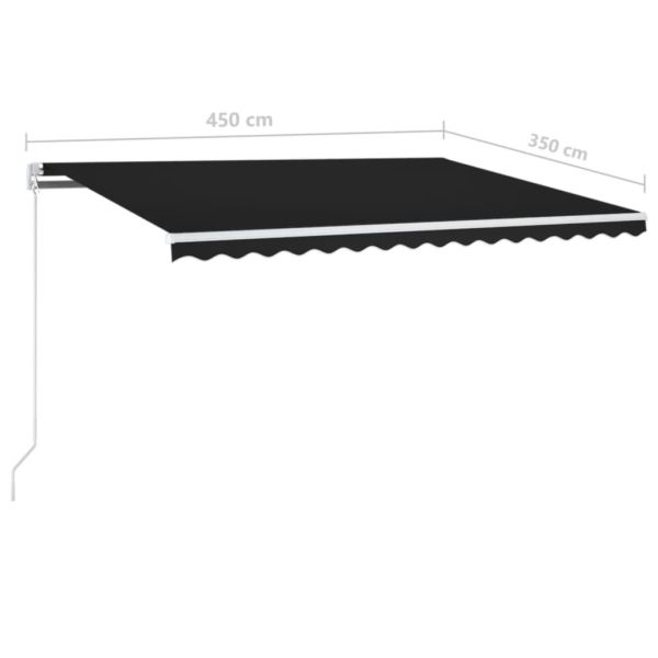 Ръчно прибиращ се сенник с LED, 450x350 см, антрацит