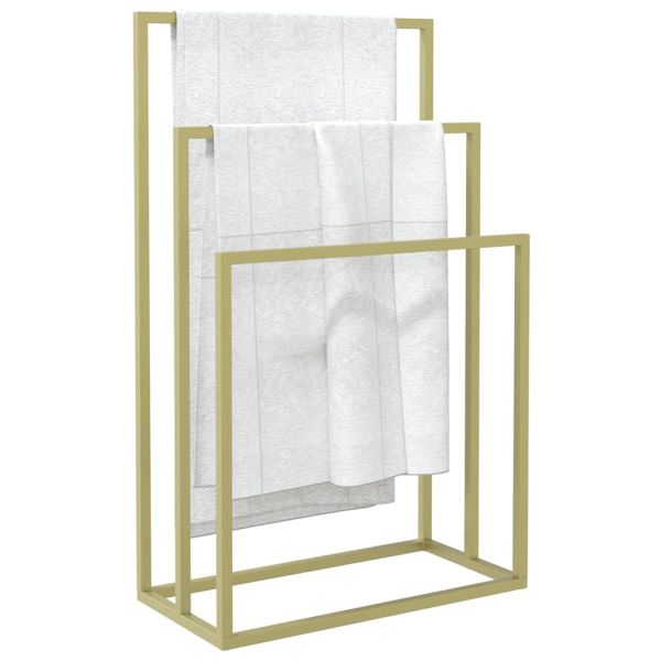 Свободностояща поставка за кърпи, златиста, 48x24x79 см, желязо