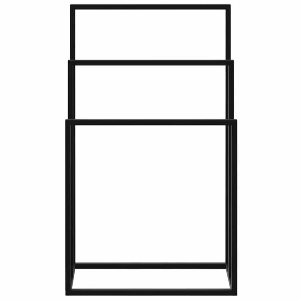 Свободностояща поставка за кърпи, черна, 48x24x79 см, желязо