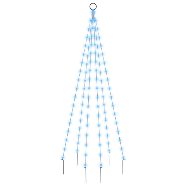 Коледна елха на флагщок, синьо, 108 LED, 180 см