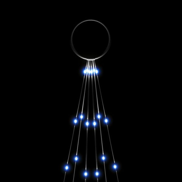 Коледна елха на флагщок, синьо, 108 LED, 180 см