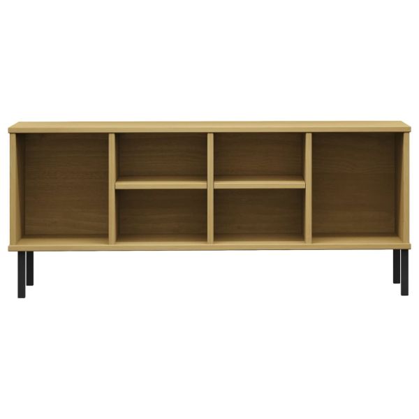 Етажерка за обувки метални крака кафява 106x35x45 см масив OSLO