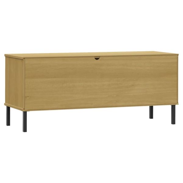 Етажерка за обувки метални крака кафява 106x35x45 см масив OSLO