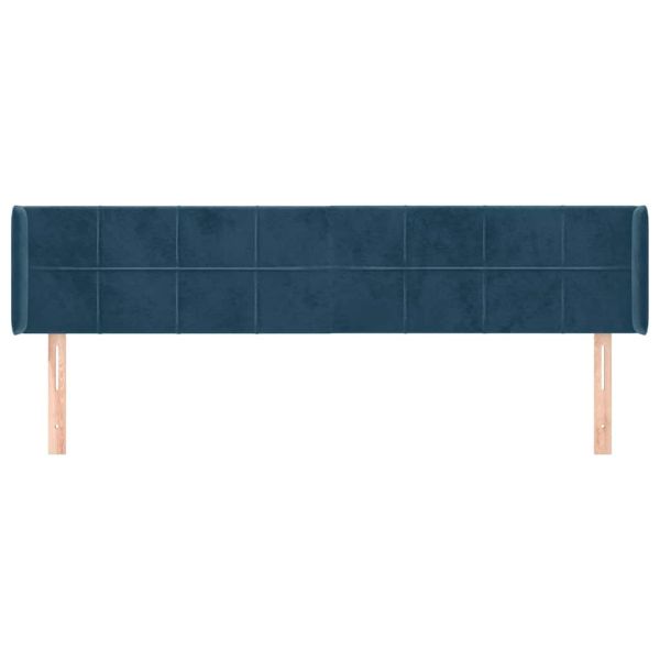 Горна табла за легло, тъмносиня, 203x16x78/88 см, кадифе