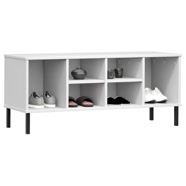 Етажерка за обувки с метални крака бяла 106x35x45 см масив OSLO