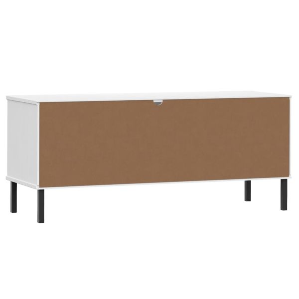 Етажерка за обувки с метални крака бяла 106x35x45 см масив OSLO