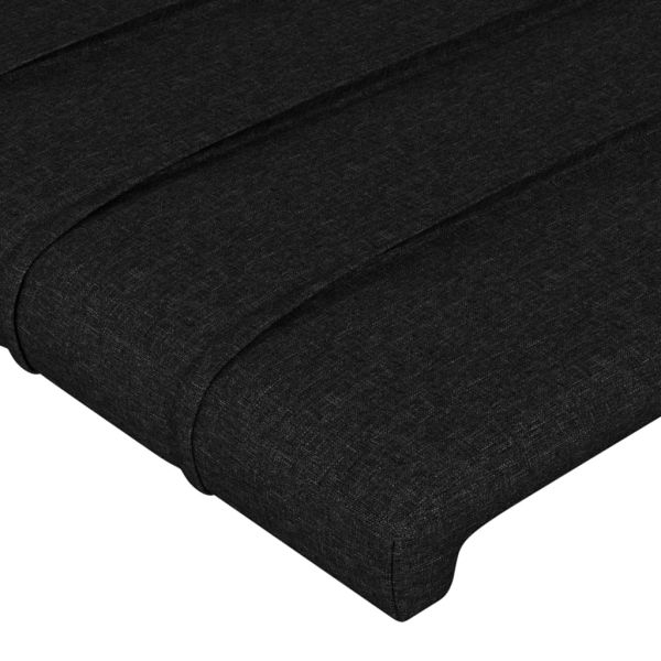 Горна табла за легло с уши, черна, 203x16x118/128 см, плат