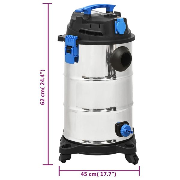 Прахосмукачка за мокро и сухо почистване 1200 W 30 л сребриста