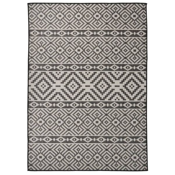 Градински плоскотъкан килим, 120x170 см, черни шевици