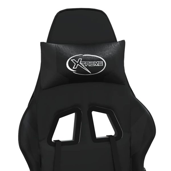 Гейминг стол, черен, изкуствена кожа