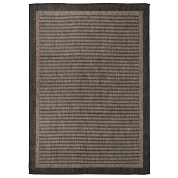 Градински плоскотъкан килим, 140x200 см, тъмнокафяв
