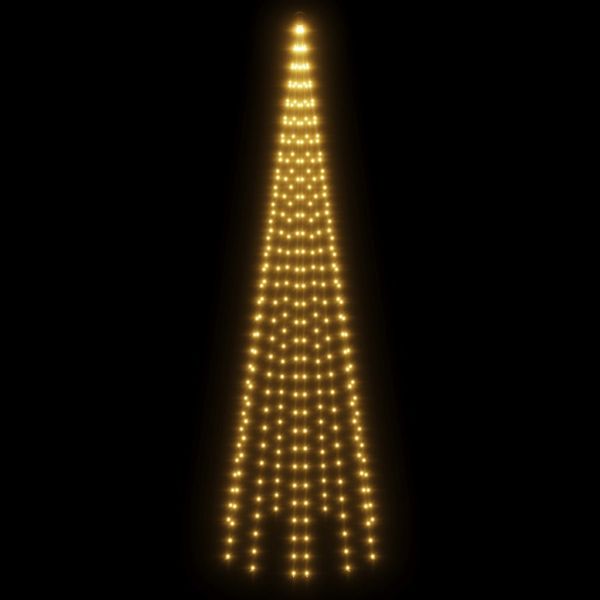 Коледна елха на флагщок, топло бяло, 310 LED, 300 см