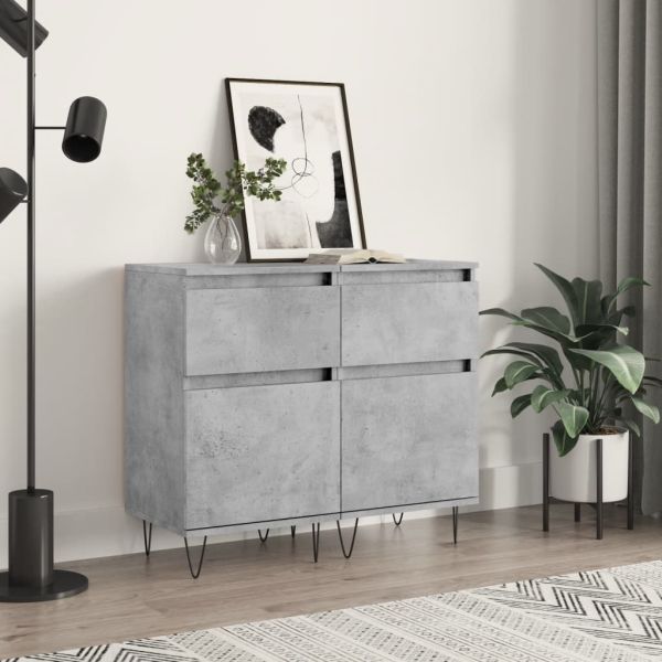 Бюфети 2 бр бетонно сив 40x35x70 см инженерно дърво