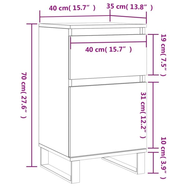 Бюфет опушен дъб 40x35x70 см инженерно дърво