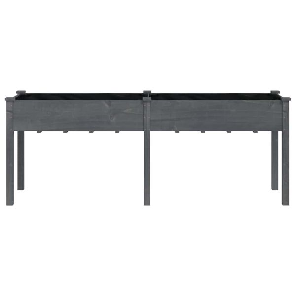 Саксия с вложка сива 203x53x76 см масивна ела