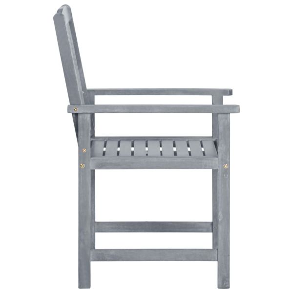 Градински столове с възглавници, 6 бр, сиви, акация масив