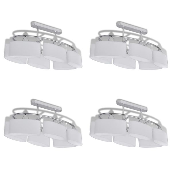 Плафон с елипсовидни стъклени абажури 4 бр E14