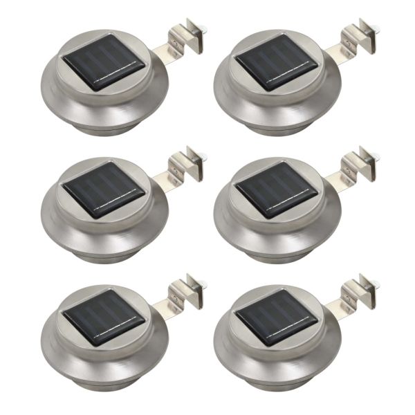 Градински соларни лампи, 6 бр, LED, кръгли, 12 см, бели