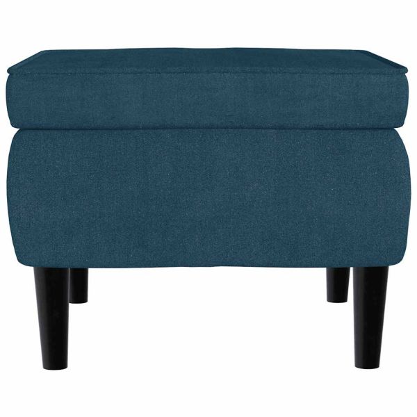 Фотьойл Wingback с табуретка, син, кадифе
