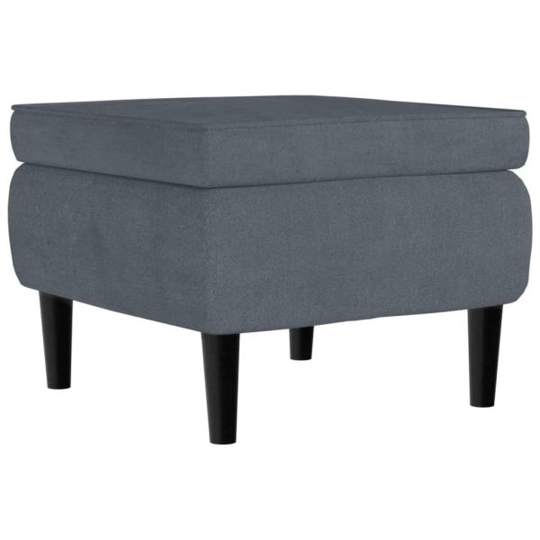 Фотьойл Wingback с табуретка, тъмносив, кадифе