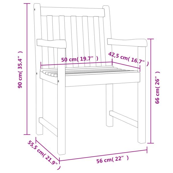 Градински столове, 8 бр, 56x55,5x90 см, акация масив