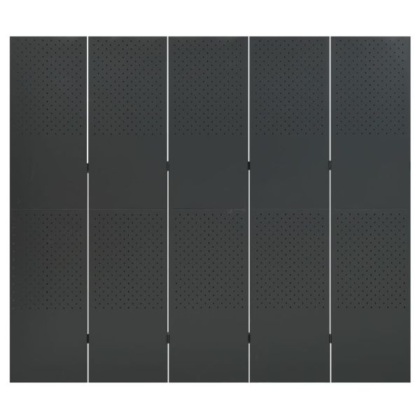 5-панелни паравани за стая, 2 бр, антрацит, 200x180 см, стомана