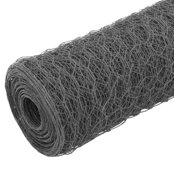 Кокошкарска мрежа, стомана с PVC покритие, 25х0,75 м, сива