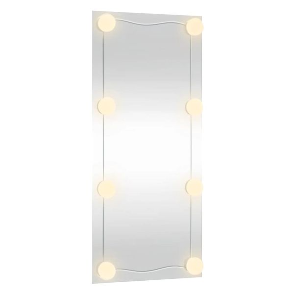 Стенно огледало с LED лампи 50x100 см стъкло правоъгълно