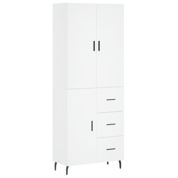 Висок шкаф, бял, 69,5x34x180 см, инженерно дърво