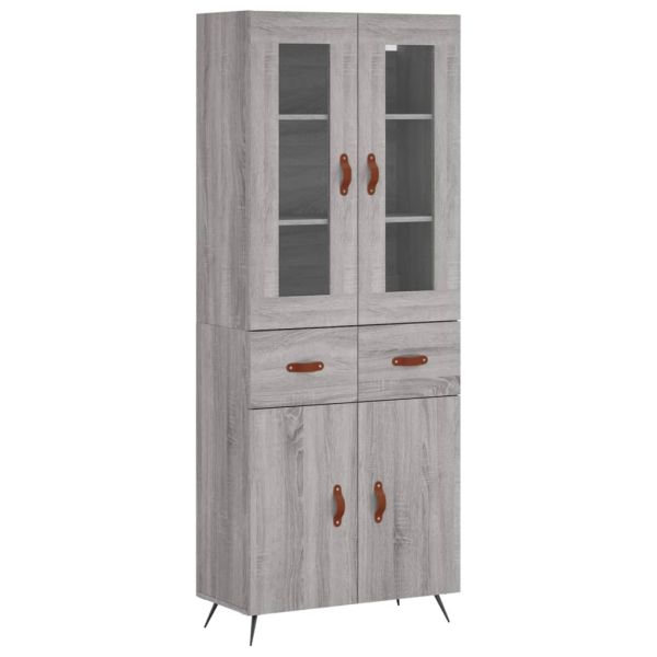 Висок шкаф, сив сонома, 69,5x34x180 см, инженерно дърво