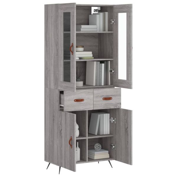 Висок шкаф, сив сонома, 69,5x34x180 см, инженерно дърво