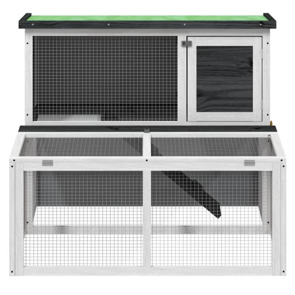 Клетка за зайци сива 102x90x84,5 см борово дърво масив