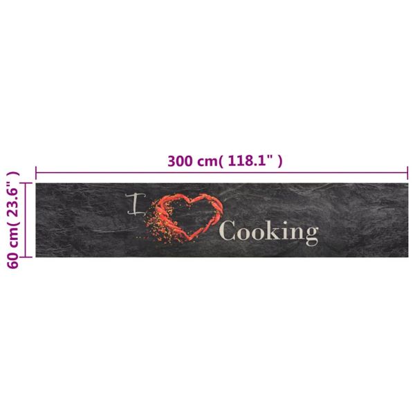 Кухненско килимче, миещо, Cooking, черно, 60x300 см, кадифе