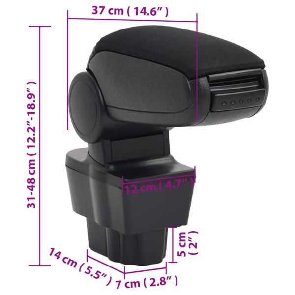 Подлакътник за кола черен 12x37x(31-48) см ABS