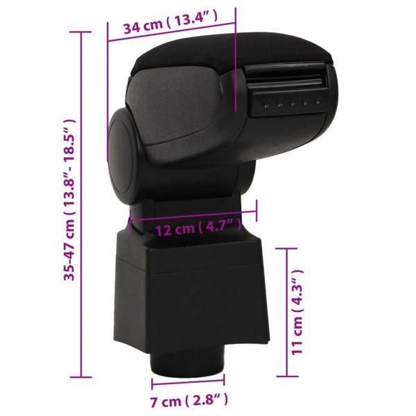 Подлакътник за кола черен 12x34x(35-47) см ABS