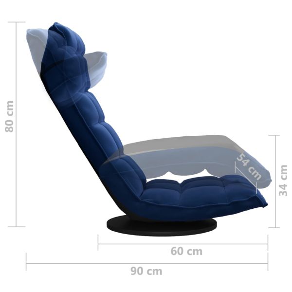 Въртящ се подов стол, син, кадифе